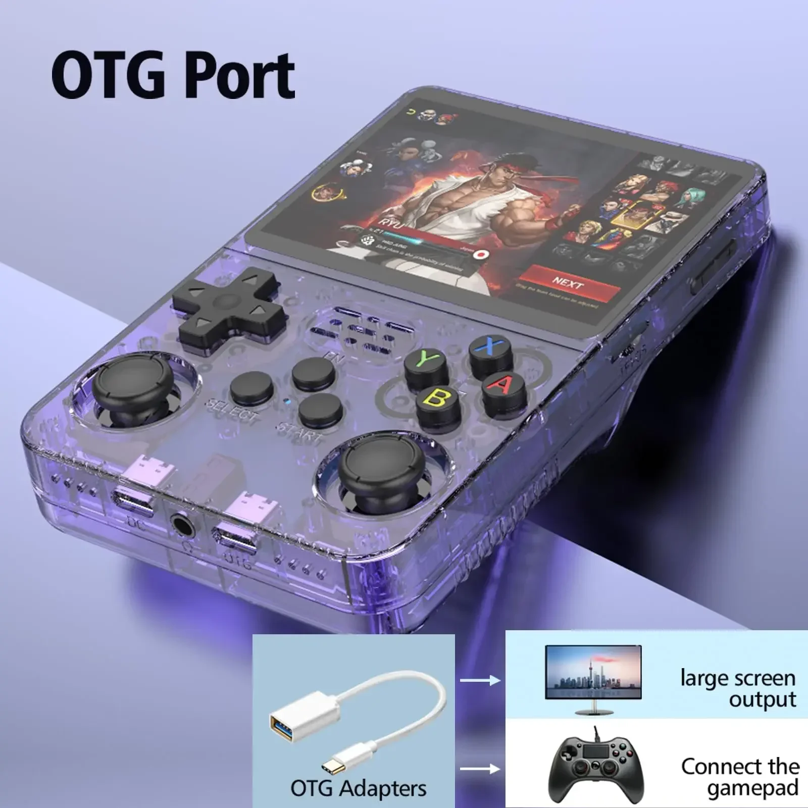 Handhled Game Machine R36S Video Game Player 3.5 Inch IPS Screen Portable Game Console 64G Games Linux System Pocket Console