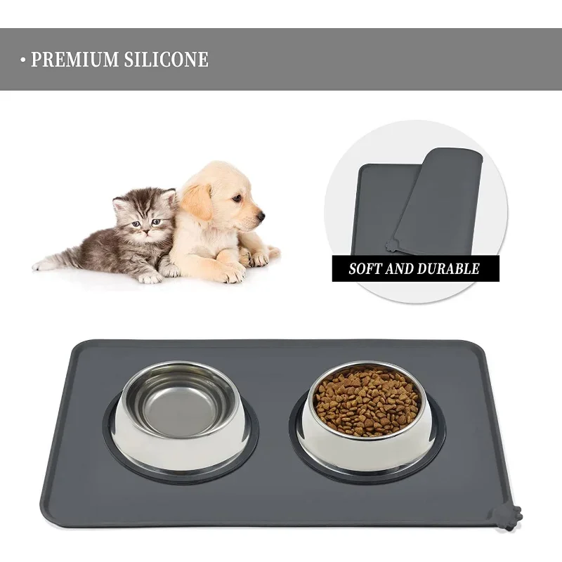 Pet Supplies Silicone Dog Bowl Mat with High Lips Non-Stick Waterproof Food Feeding Pad Puppy Feeder Tray Water Cushion Placemat 4