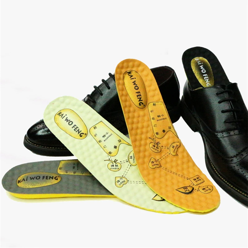 Leather Massage Insoles Foot Acupressure Cortex Breathable Stretch Deodorant Running Cushion Insoles For Feet Care Man Women
