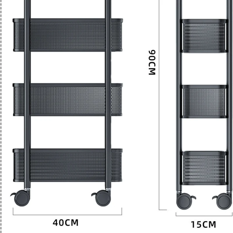 Stainless Steel Ultra Narrow Kitchen Shelf Floor Standing Refrigerator Trolley Bathroom Cabinet Mobile Storage Rack Furniture
