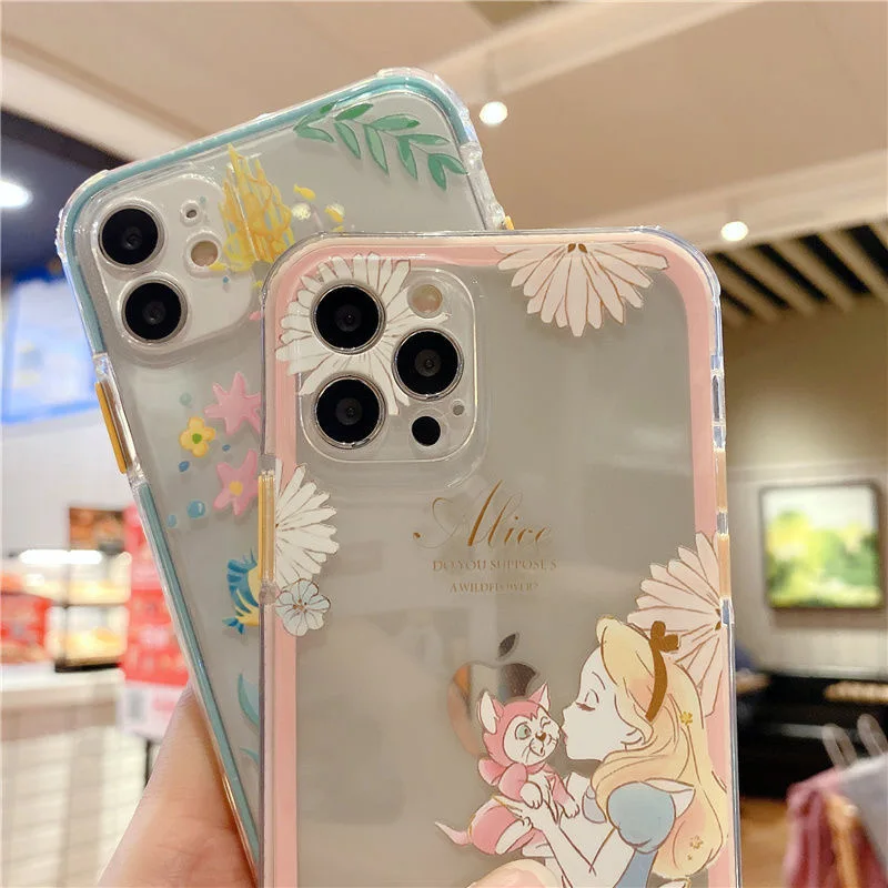 apple 13 pro max case Disney Ariel Alice Princess Phone Case For iPhone 13 12 11 Pro Max XR XS MAX X 7 8 Plus SE 2020 anti-fall transparent soft shell best case for iphone 13 pro max iPhone 13 Pro Max
