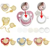 Blank Personalized Baby Pacifier with Chain Clips Covers Luxury Bling Zircon Silicone Dummy Nipple Teether Newborn Gift 5Set/lot 1