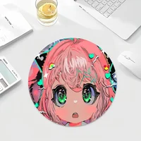 Anime Spy X Family Anti-Slip Round Kawaii Cartoon Anime Gaming Mouse Pad Keyboard Mouse Mats Deskpad Girls for Teen Bedroom 2