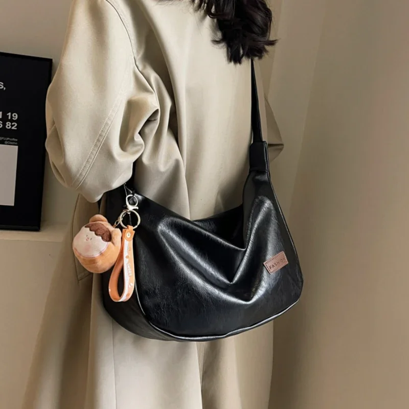New Trendy Women Crossbody Bag Retro PU Leather Dumpling Shoulder Bag Fashion Large Capacity Tote Bag Lightweight Handbags