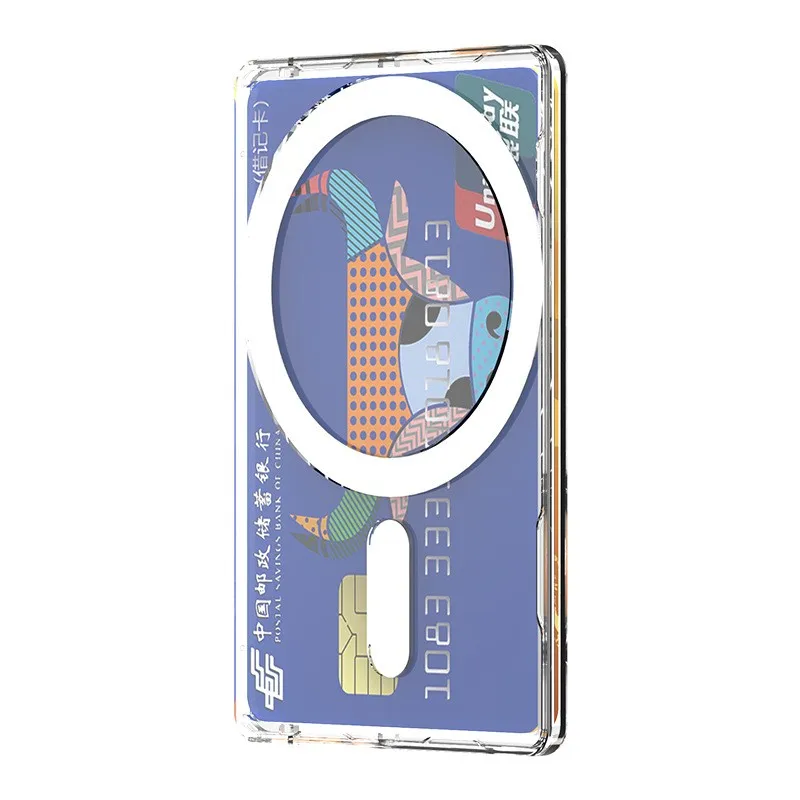 Magnetic Clear Wallet Plastic Strong Adsorption  Case Portable Card Slots Cover for iPhone 16 15 Pro Max 14 13 12 for Men