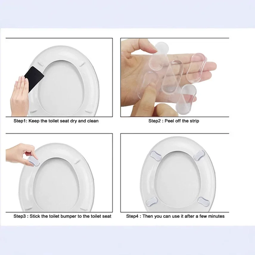 5Pcs/Set Toilet Seat Bumper Anti-collision Cushioning Pads Self-adhesive Anti-slip Cushioning Mat for Bathroom Accessories