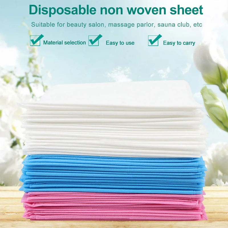 10-Pack Non-Woven Disposable Bed Sheets - Breathable and Soft for Spa, Travel, and Hotel Uses