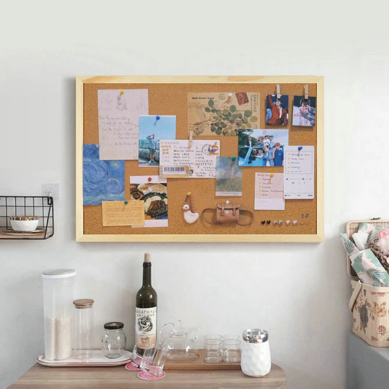 Wooden Tack Cork Display Panel Vintage Message Board Office School Memo Bulletin Board DIY Postcard Photo Background Decoration wooden cork bulletin board