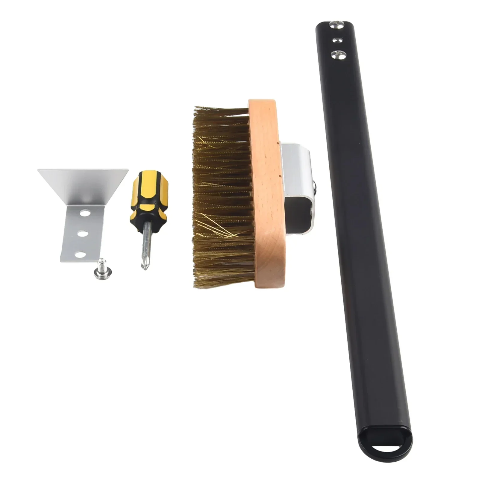 Adjustable Length Pizza Oven Brush with Scraper Brass Bristles for Efficient Cleaning Perfect Accessory for Ovens or Grills