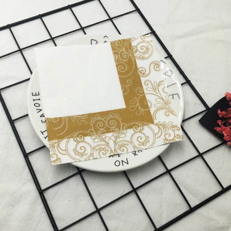 European Lace Colourful Printed Napkins Hotel Wedding Party Folding Paper Napkin Mouthcloths 20pcs Pac 2 Ply 33cm Two Colours