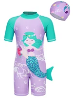 Jurebecia Girls 1-Piece UV Protection Swimwear Kids Cartoon Swimming Costume Child Rush Guard Swimsuit Beach Holiday Swim Wear 2