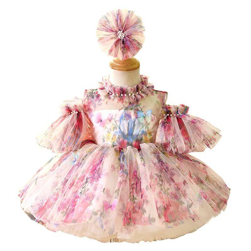 Monet Garden Baby Kids Princess Tulle Flower Girl Dress Children
