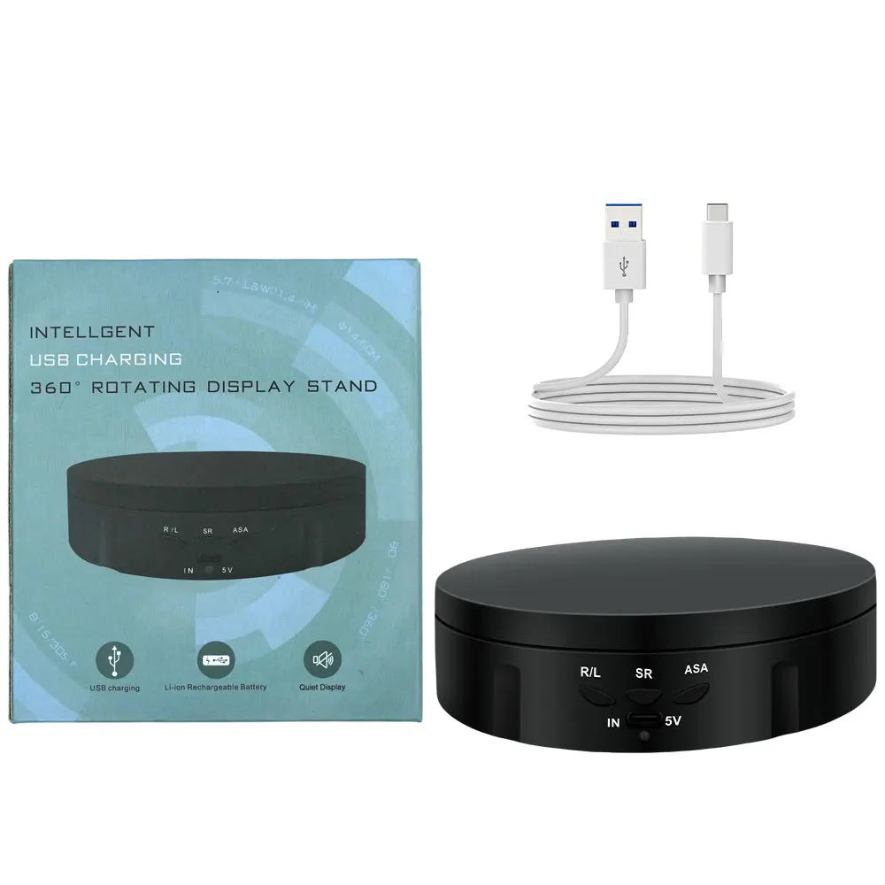 USB-Powered 360° Rotating Display Turntable with Adjustable Speed for Photography and Videography