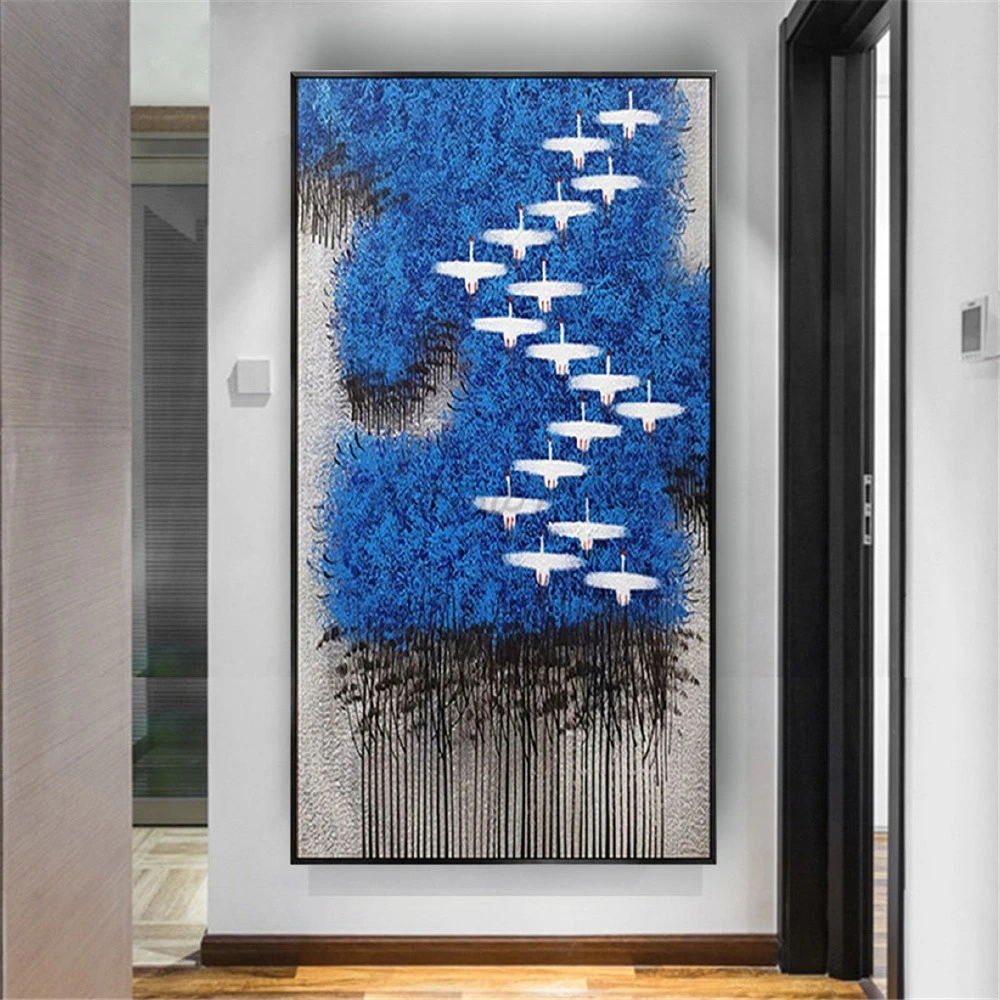 

Pop Blue Modern Style Abstract Picture Nordic Canvas Oil Painting Contemporary Art Decor Wall Art Pictures For Living Room Decor