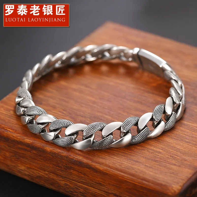 

925 Sterling Silver Cuban Bracelet 10mm Wide Men's Bold Original Design Fashion Hip Hop Gifts for Boyfriends Wholesale
