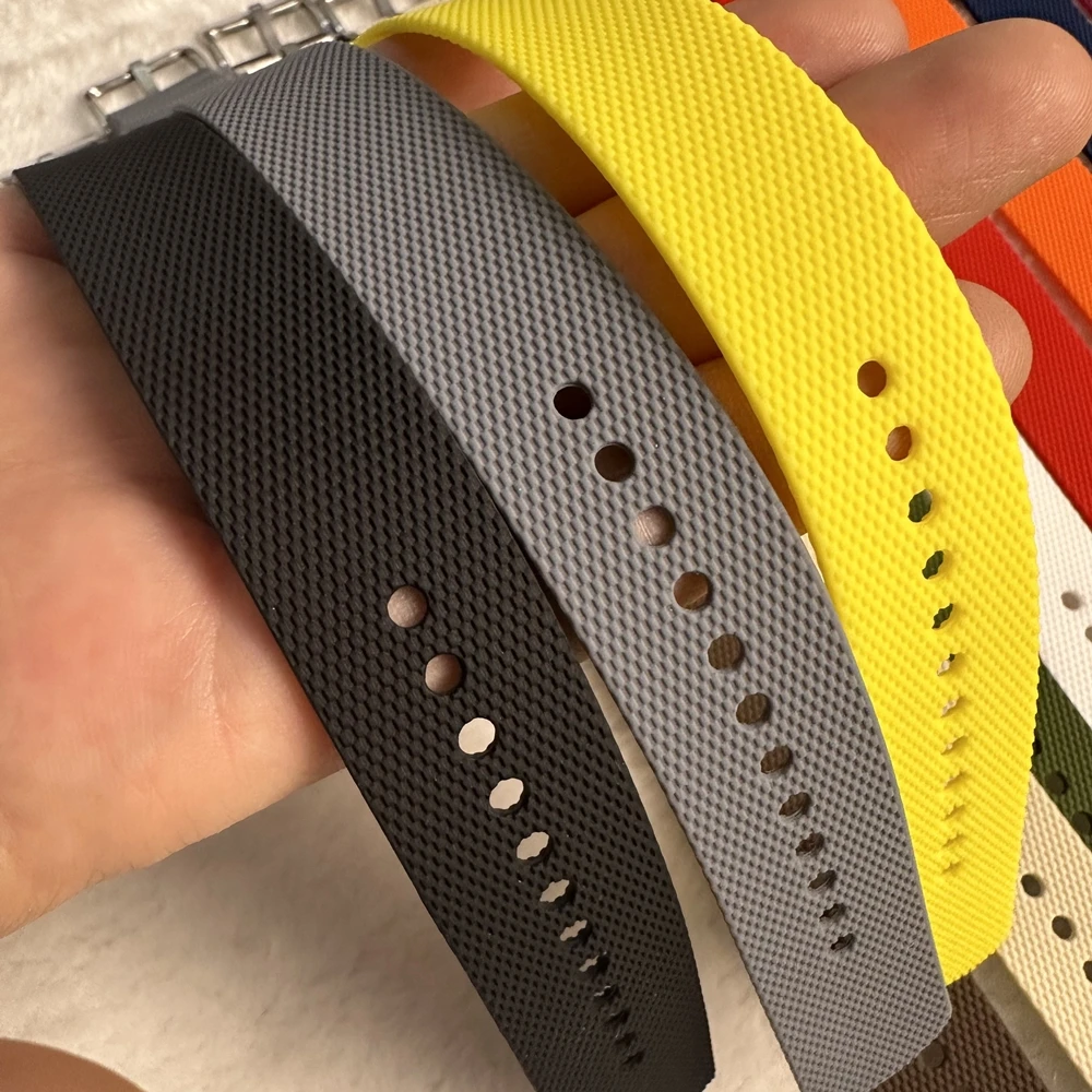 Premium Waterproof Silicone Rubber Watch Strap - Elastic Woven Pattern in Vibrant Colors