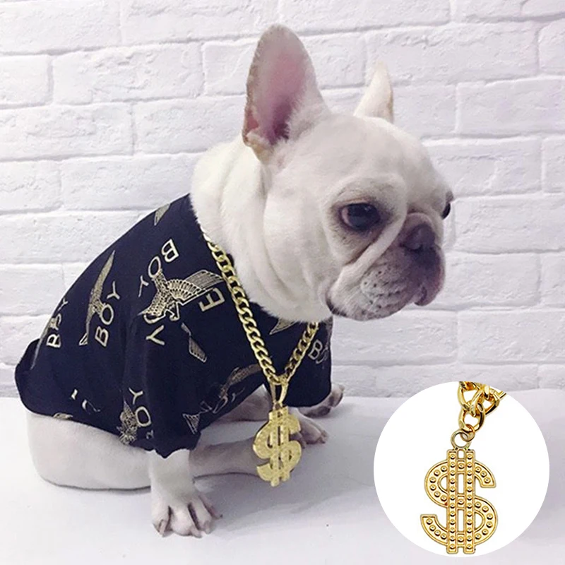 PetNecklaceDogGoldChain43cmLuxuryCollarFrenchBulldogNecklace