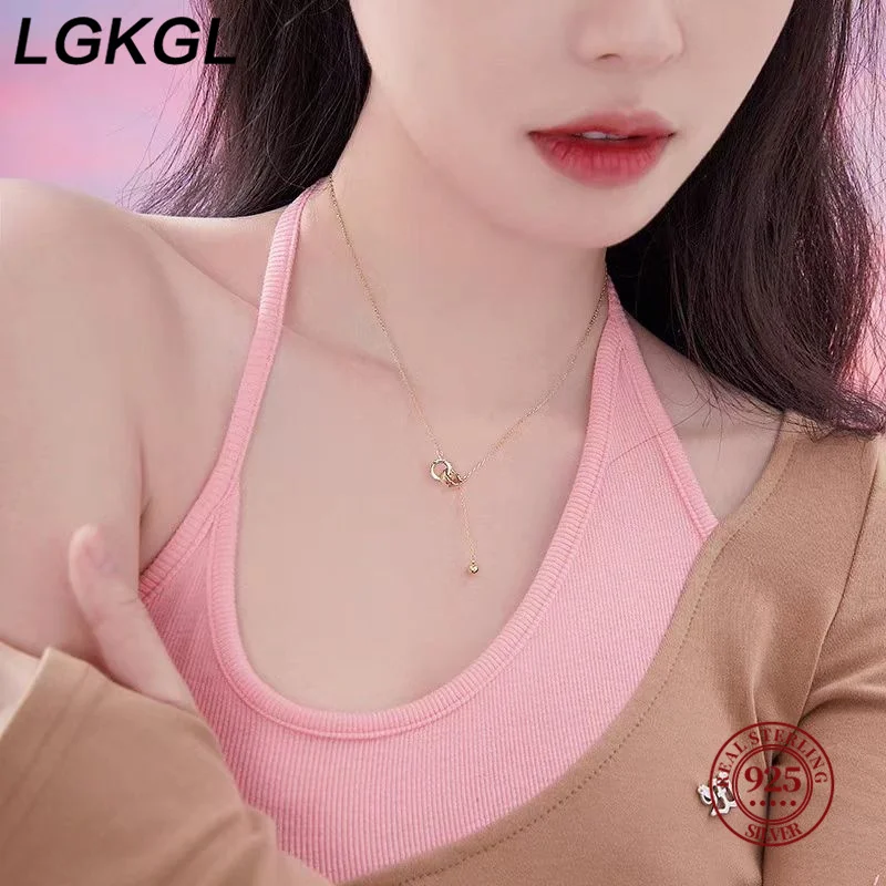 LGKGL S 목걸이, 더블 링 링 버클 태슬, 고급 패션 스웨터 체인, 저렴한 가격