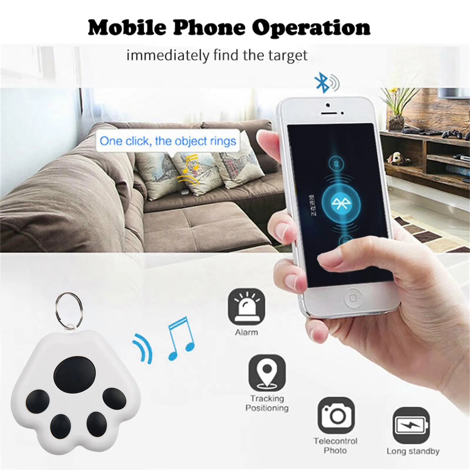 Smart Bluetooth mobile phone alarm dog claw key chain pendant two way search locator anti loss