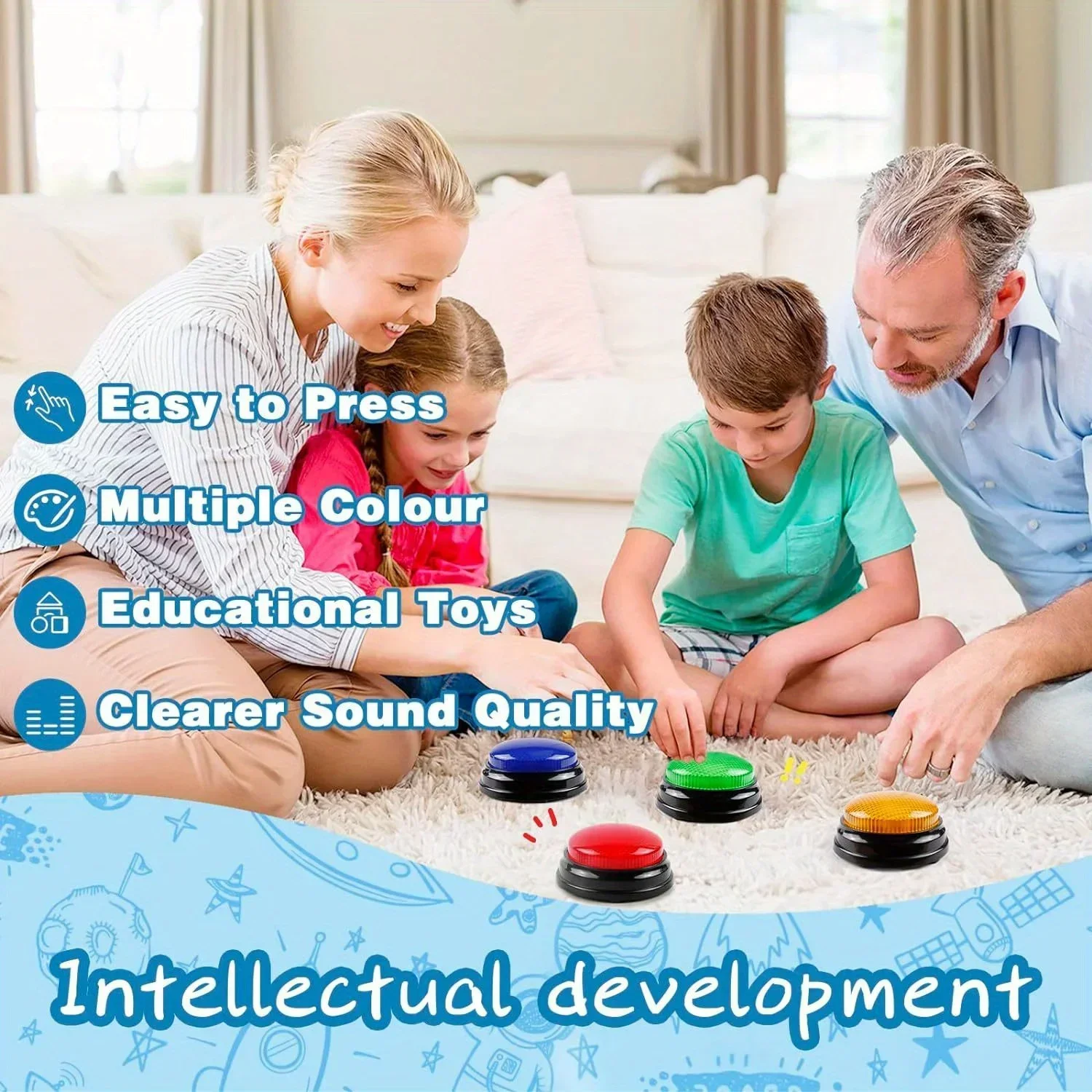Learning Resources Answer Buzzers Toy Family Game Competition Quiz Buzzers Lights and Sounds Button Trivia Nights Kids