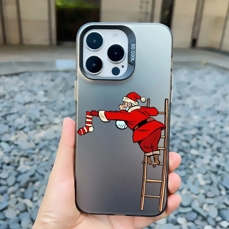 Luxus Cartoon Weihnachten Handy hülle für iPhone 14 15 Pro Max Plus 11 12 13 Mini Pro Max einfache Santa stoß feste Laser Matte Hülle – Detail 4