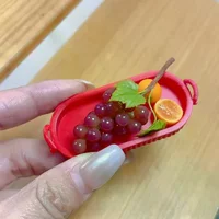 Accessoire de cuisine miniature pour maison de poupée, assiette elliptique simulée en une seule pièce pour scène alimentaire 5