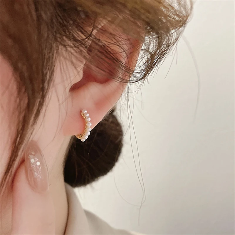 Orecchini A Cerchio Con Perla In Acciaio Inox 25mm - Gioielli Ipoallergenici Per Donna - 2
