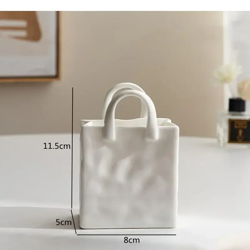 

Аксессуары для цветов ваза домашнее белое Современное украшение сушеный керамический настольный декор искусство портативный контейнер сумка творческие поделки