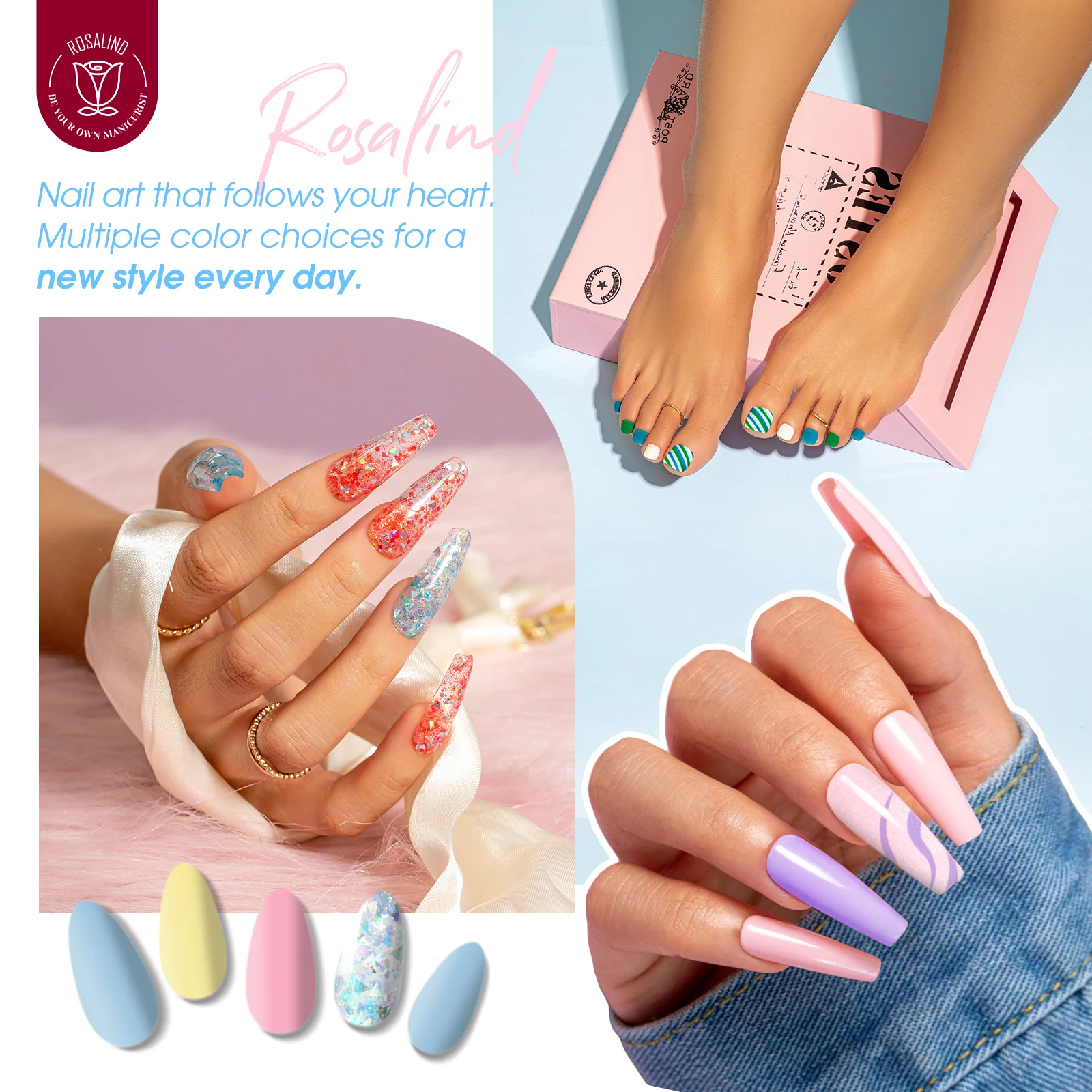 Rosalind Summer 23Pcs/Set Gel Nail Polish Set Nail Supplies Cured UV Lamp Semi-Permanent With Hybrid Varnish Set 4