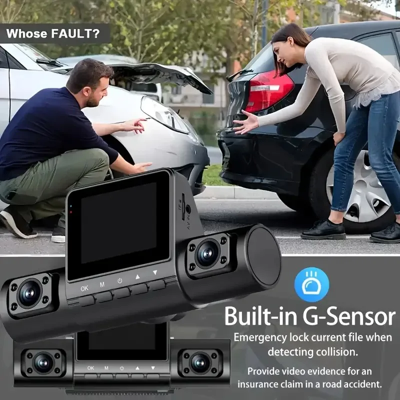 3/4 Lens Car DVR Dash Cam FHD 1080P Dashboard Camera Parking Monitor Video Recorder Night Vision Black Box Car  Assecories