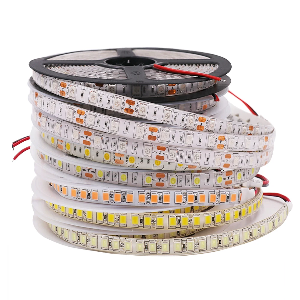 5M LED Lights Strips 12V 2835 RGB LED Strip SMD 5050 5054 Waterproof Ribbon Diode 60/120Leds/m Flexible Luces Led Tape for Room