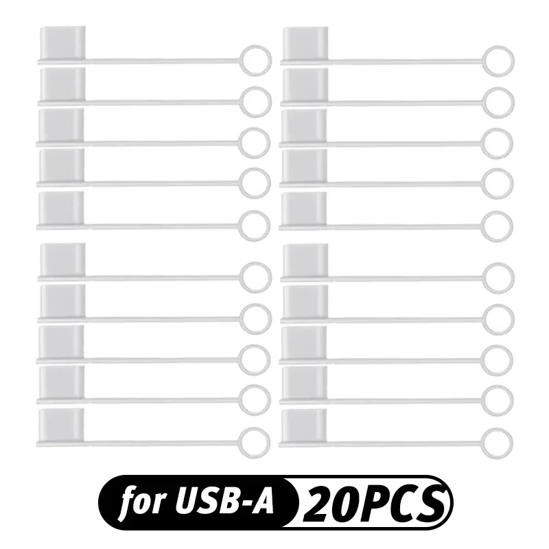 Clear Type-C USB Charging Port Dustproof Protector with Secure Rope Attachment
