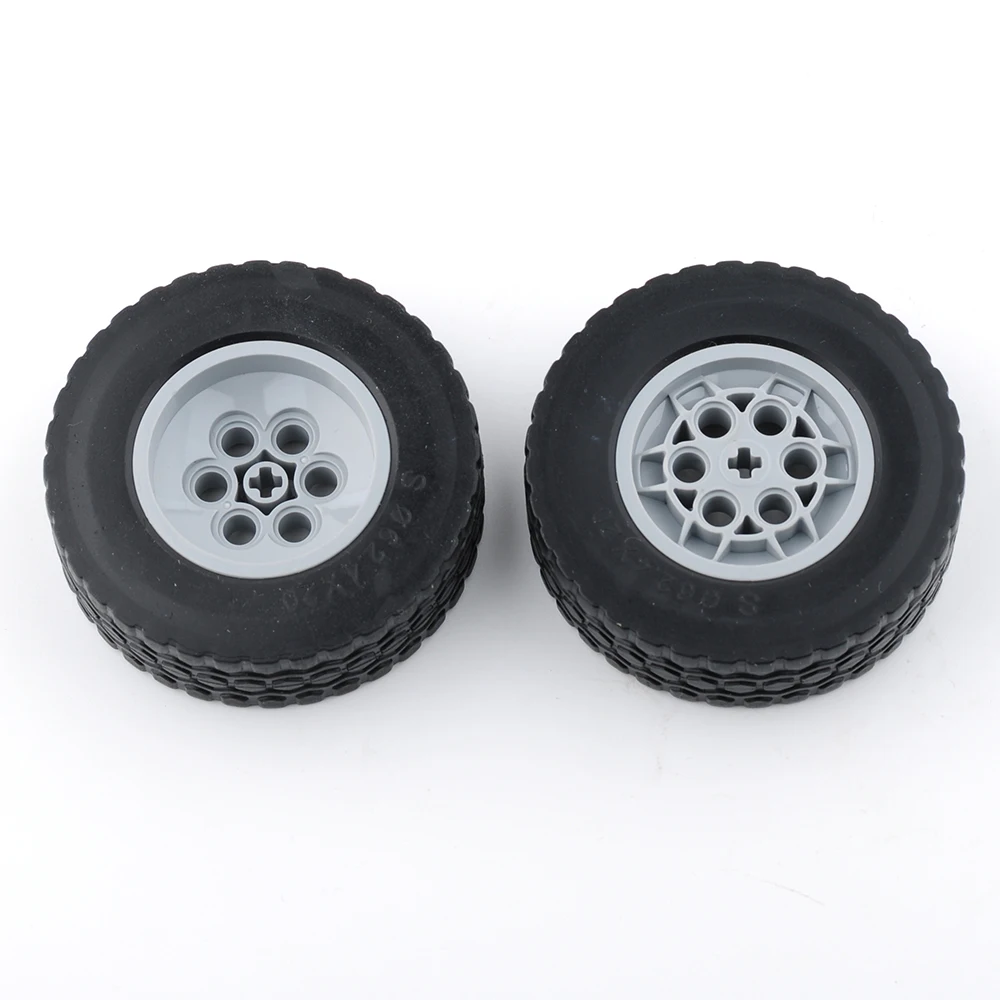 8PCS 62.4*20mm 자동차 바퀴 Moc 빌딩 블록 부품 32019+86652 수정된 조립식 타이어 + 허브 기술 브릭 장난감 액세서리