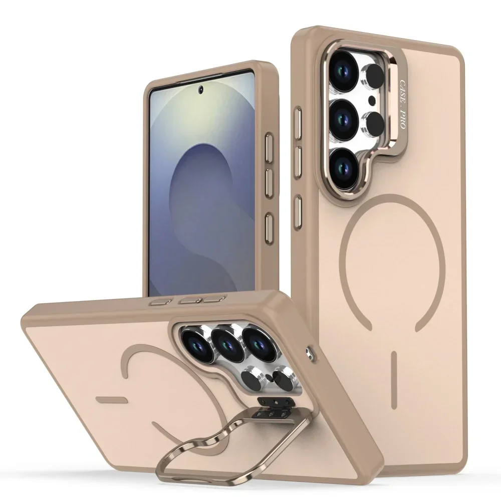 Magsafe Magnetic Metal Stand Liquid Silicone Case