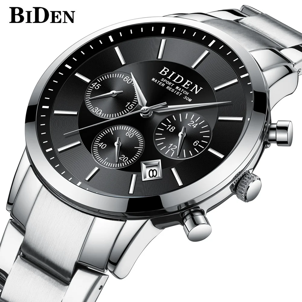 

BIDEN Luxury Top Brand Men Quartz Watch Business Casual Men's Wristwatch Chronograph Waterproof Calendar Clock relogio masculino