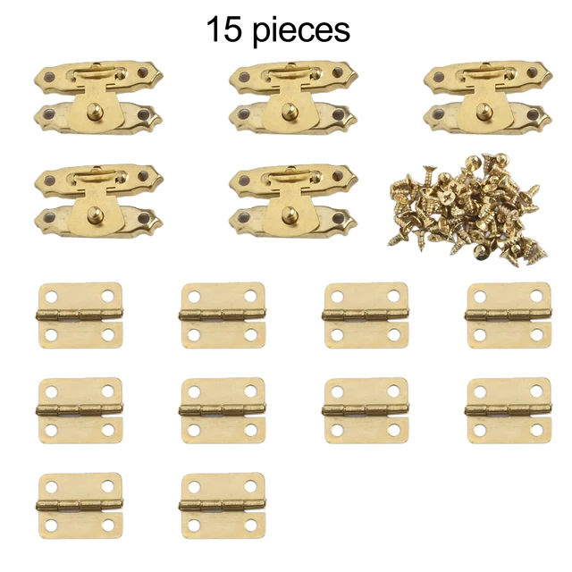 15pcs Cabinet Hinge And Hasp Latch For Cabinet Furniture Hinges Mounting Tool Decorative Jewelry Wooden Box Fixing Hardware 5