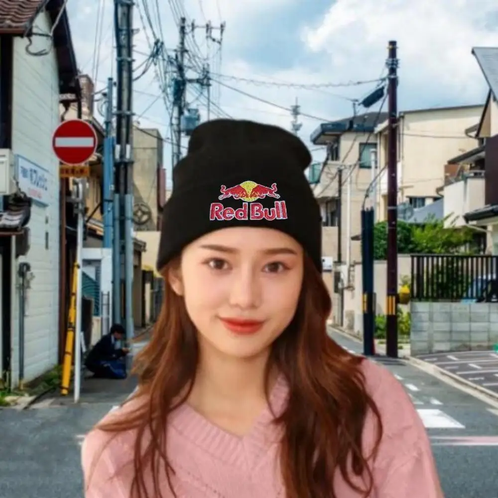New Fashion 6 colors Red Bull High Quality Knitted Hat for Women and Men Casual Beanie Hat Cap Winter Soft Warm Caps Unisex 2