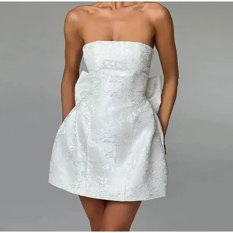 Strapless Cocktail Dresses Women Mini Party Skirt Bustier Corset Bow Sash Chic Birthday Dress Customize Vestido de Novia