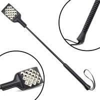 53CM PU Leather Paddle Whip,Riding Crop PU Leather Flogger Horsewhips，Silvery Punk Rivet Bat Spanking Paddle 2