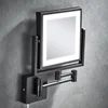 Rose Gold Bathroom Mirrors of 8 Inch 3X Magnifying LED Makeup Mirror Dual Arm Extend Square LED Light Bathroom Makeup Mirrors 2