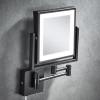 Rose Gold Bathroom Mirrors of 8 Inch 3X Magnifying LED Makeup Mirror Dual Arm Extend Square LED Light Bathroom Makeup Mirrors 2