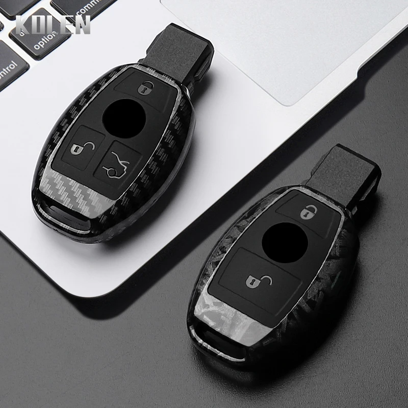 2 3 버튼 탄소 섬유 자동차 키 케이스 커버 Fob 메르세데스 벤츠 A B C E 클래스 GLS GLA GLK GLC CLS CLA W204 W205 W212 W463 W176