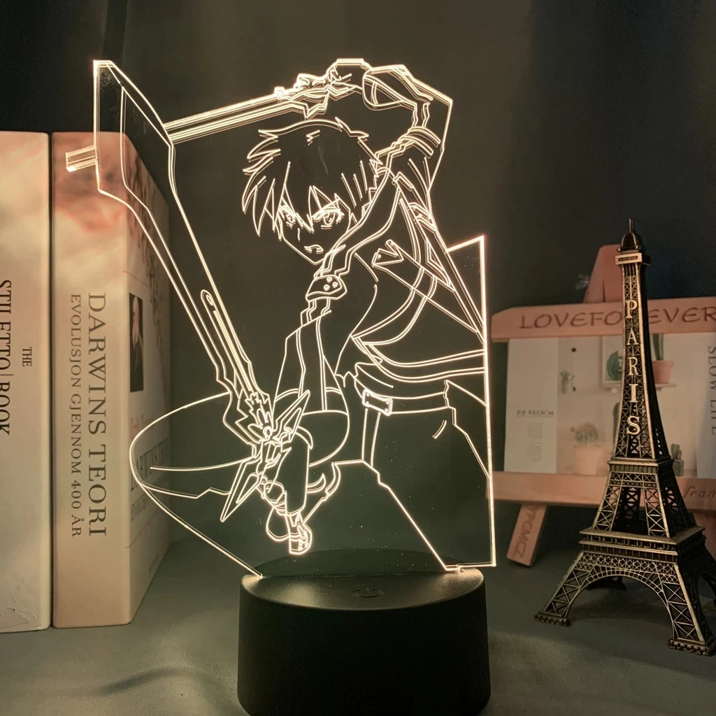 

3d Led Night Lamp Anime Sword Art Online Kirito Figure for Bedroom Decor Nightlight Birthday Gift Room Led Night Light Manga SAO