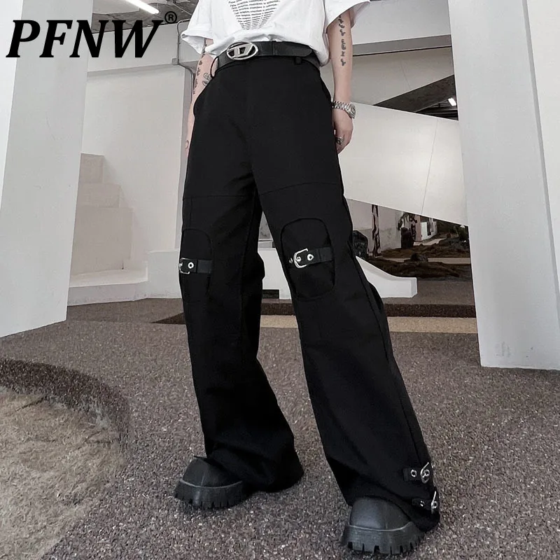 

Брюки-карго PFNW мужские со шнуровкой и соединением, повседневные штаны в стиле High Street Safari, шикарные нишевые дизайнерские штаны со шнуровкой, 28W1280