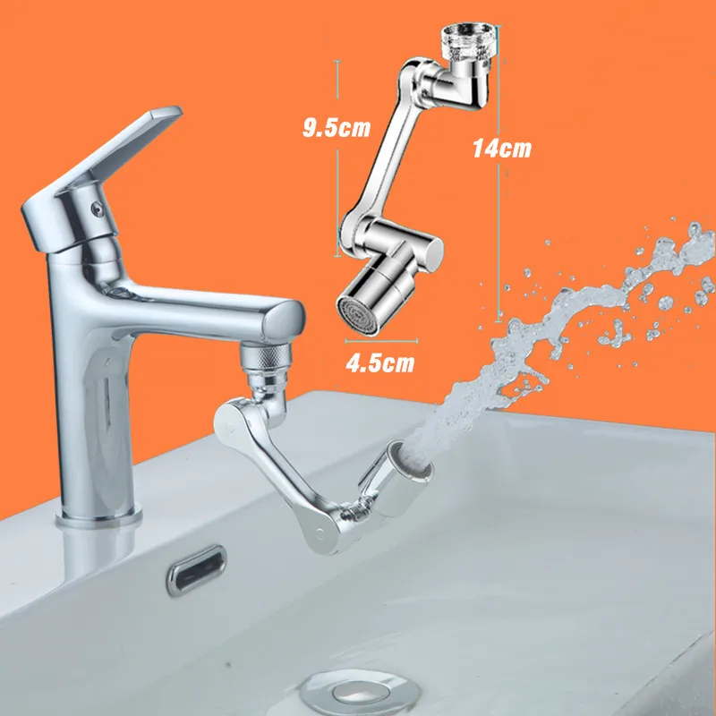 1080 ° Universal Rotation Swivel Robotic Arm Extender Wasserhahn Belüfter Küche Waschbecken Kunststoff Tap Splash Filter Bubbler Düse