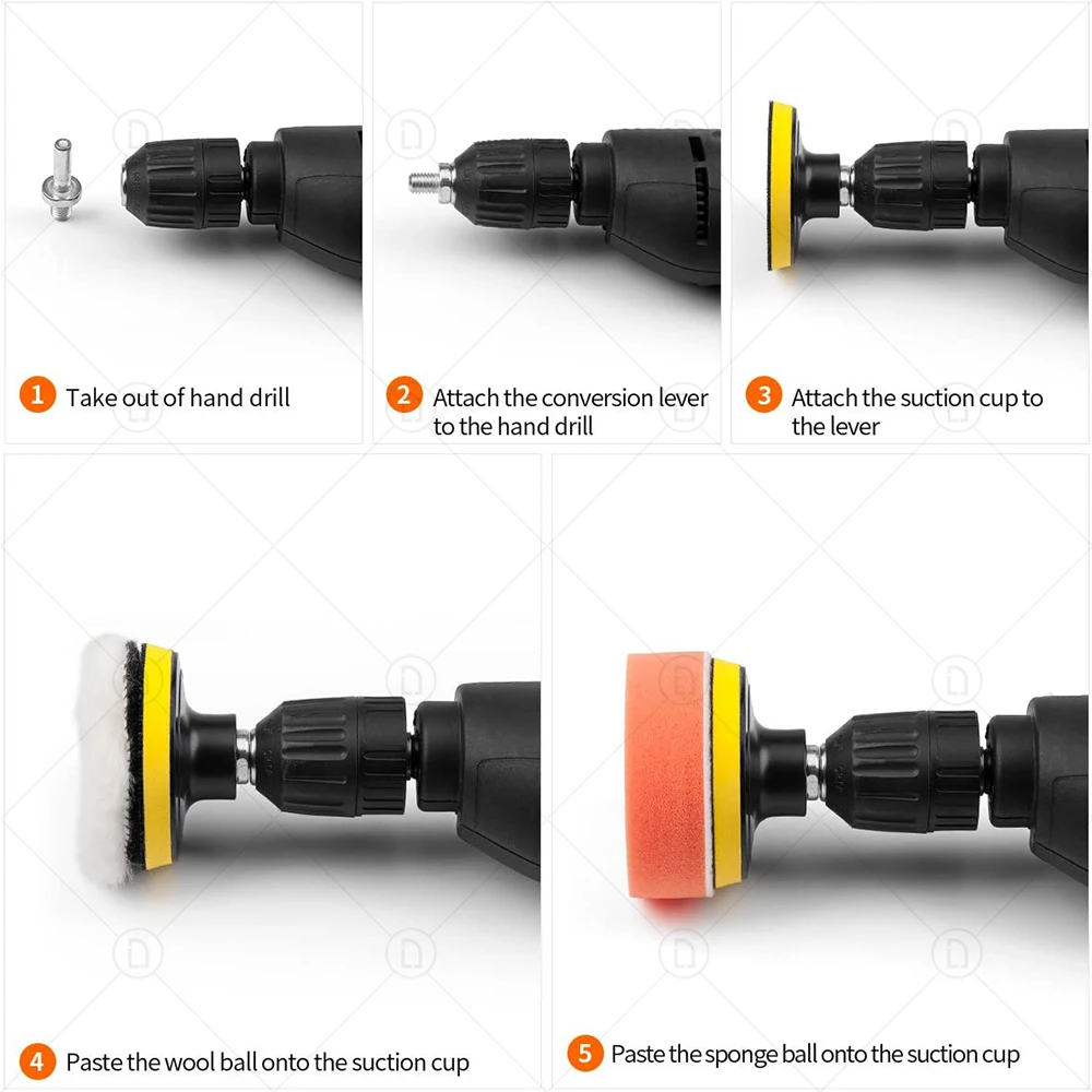Buffing Sponge Pad Set 3 Inch Car Polishing Pad Kit Auto Buffing Waxing With M10 Drill Adaptor For Car Cleaning Tools