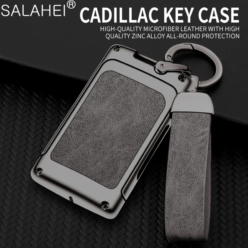 

Car Key Case Fob Cover Holder For Cadillac SRX XTS ATS CTS Escalade ATSL SLS STS BLS Zinc Alloy Leather Keyless Auto Accessories