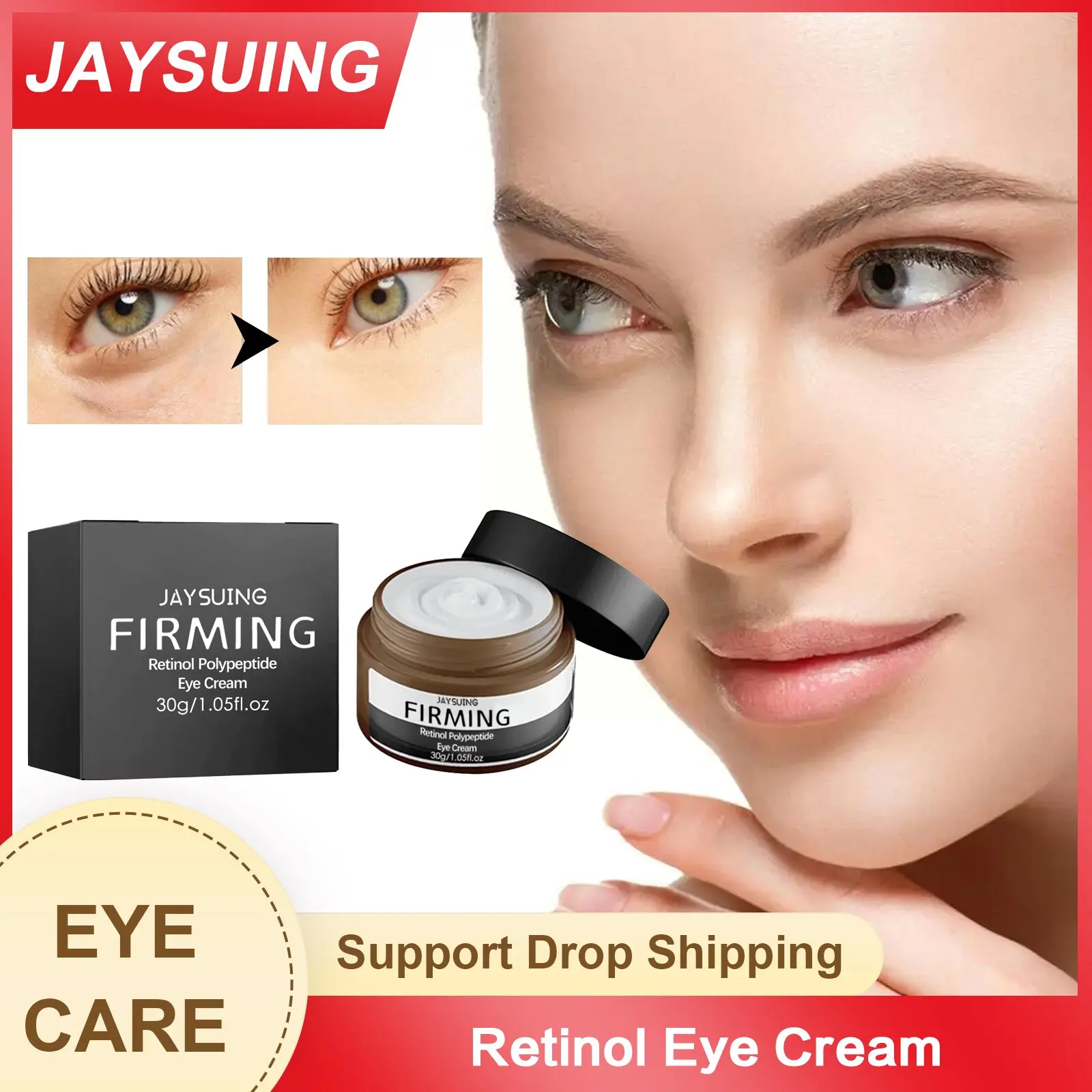 Retinol Eye Cream Dark Circle Removal Fade Fine Line Anti Puffiness Remove Wrinkle Tightening Moisturizing Anti Aging Eye Cream