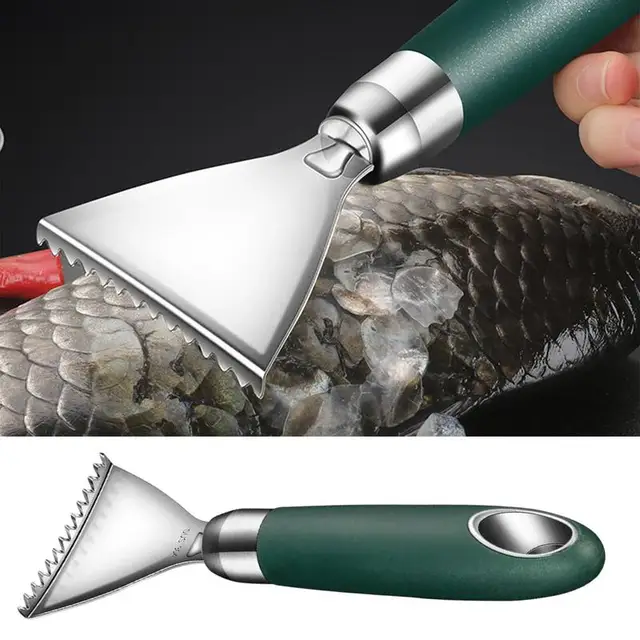 Fish Scale Remover Stainless Steel Fish Scale Scraper Non-Slip ABS Handle Portable Kitchen Accessories Serrated Skin Scraping 4