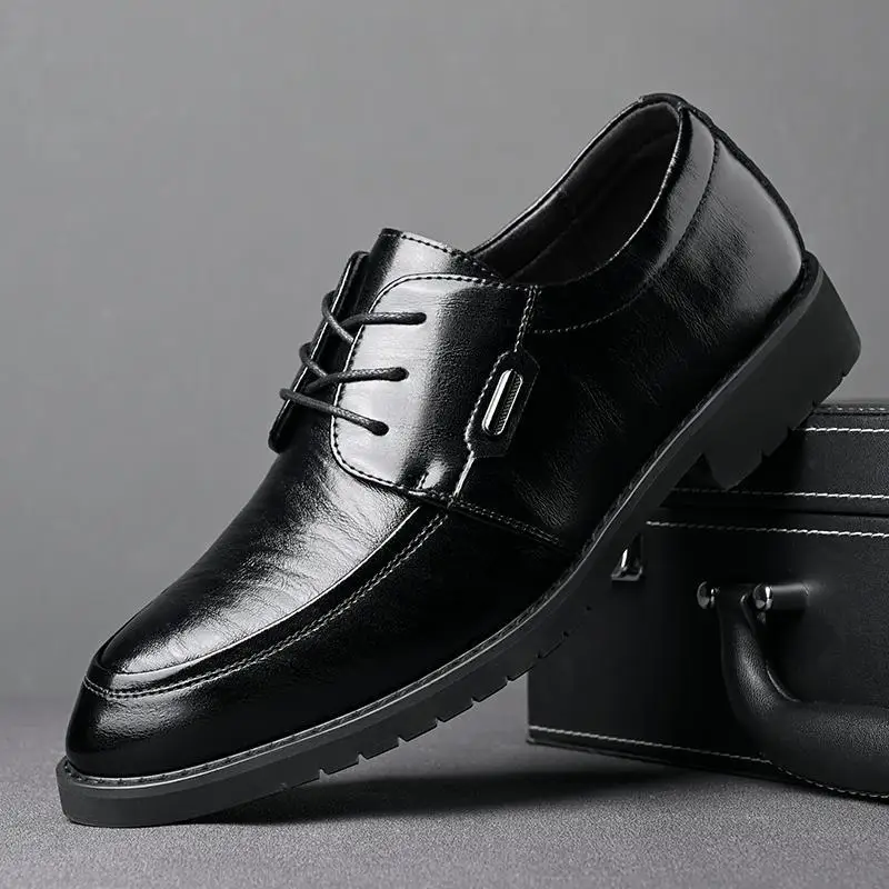 

Мужские кожаные туфли, черные повседневные деловые туфли на мягкой подошве, в британском стиле, осень 2023